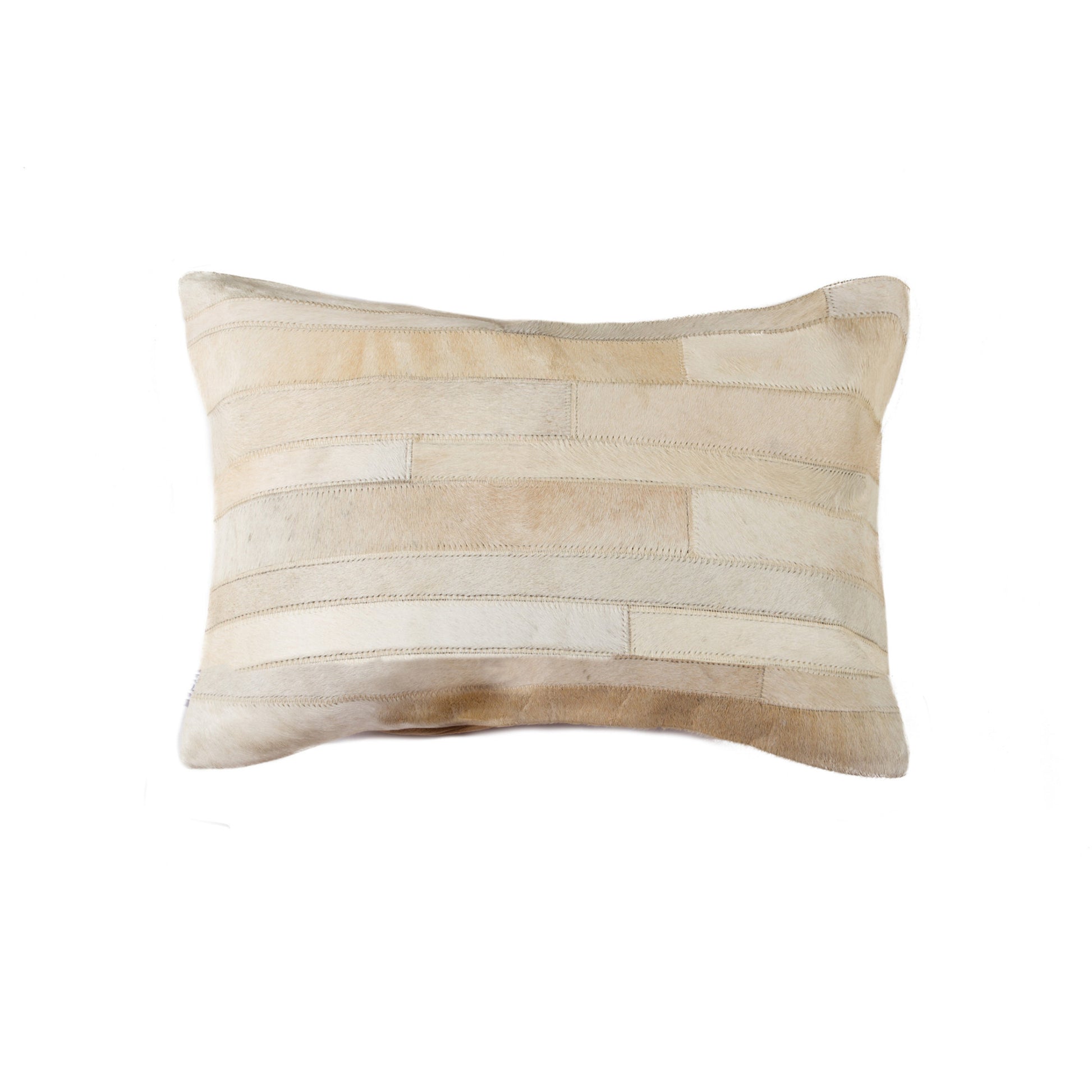 12" X 20" Natural Patchwork Cowhide Lumbar Throw Pillow-3
