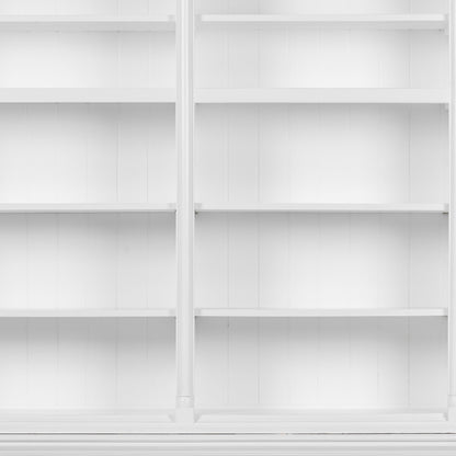 65" White Solid Wood Frame Dining Hutch With Fourteen Shelves-6