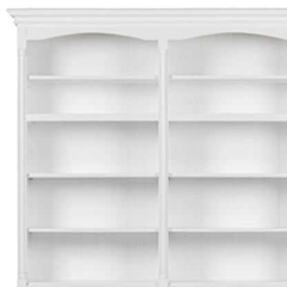 65" White Solid Wood Frame Dining Hutch With Fourteen Shelves-5