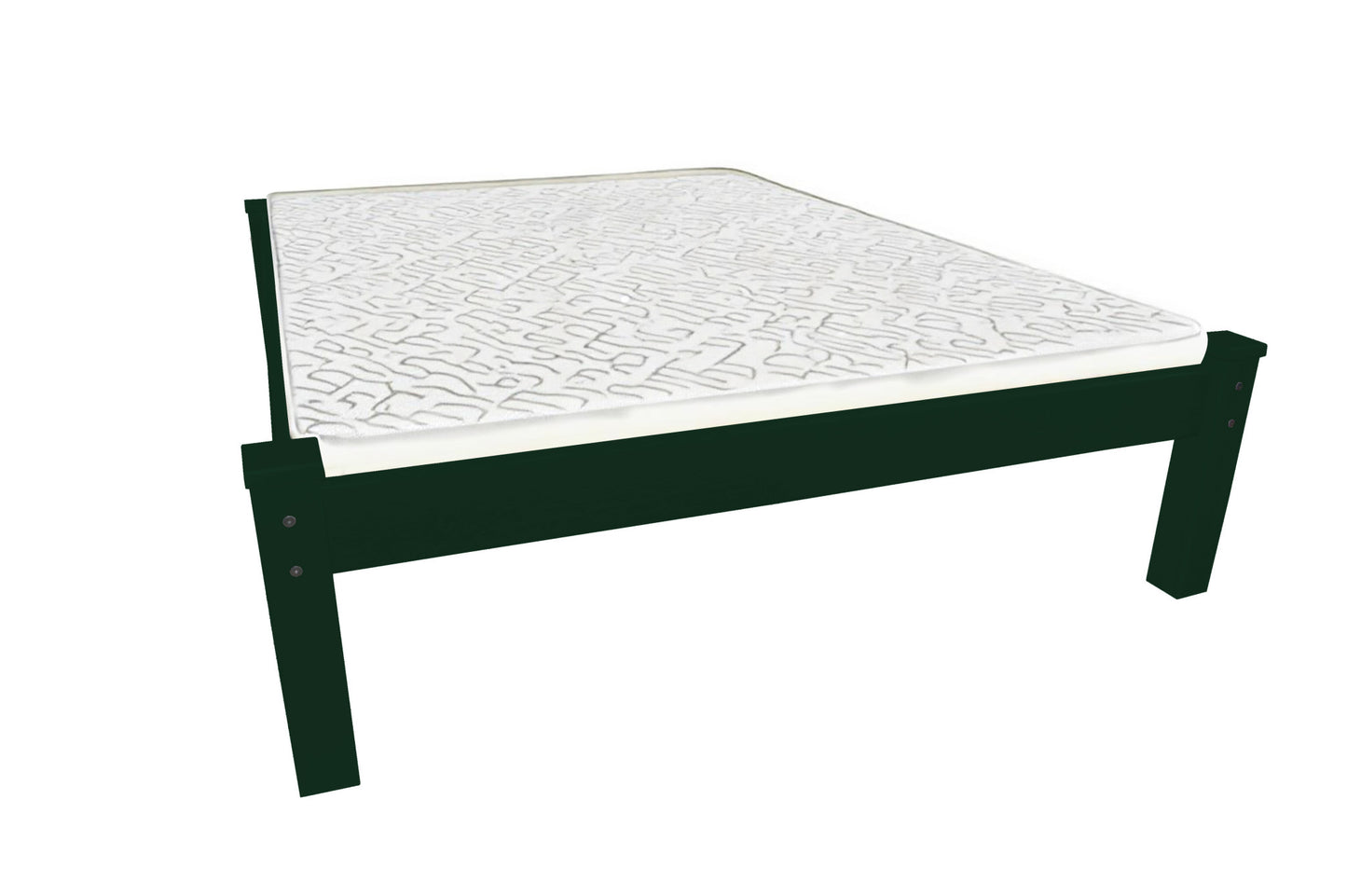 Dark Green Solid Wood Twin Bed Frame-1