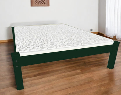 Dark Green Solid Wood Twin Bed Frame-0