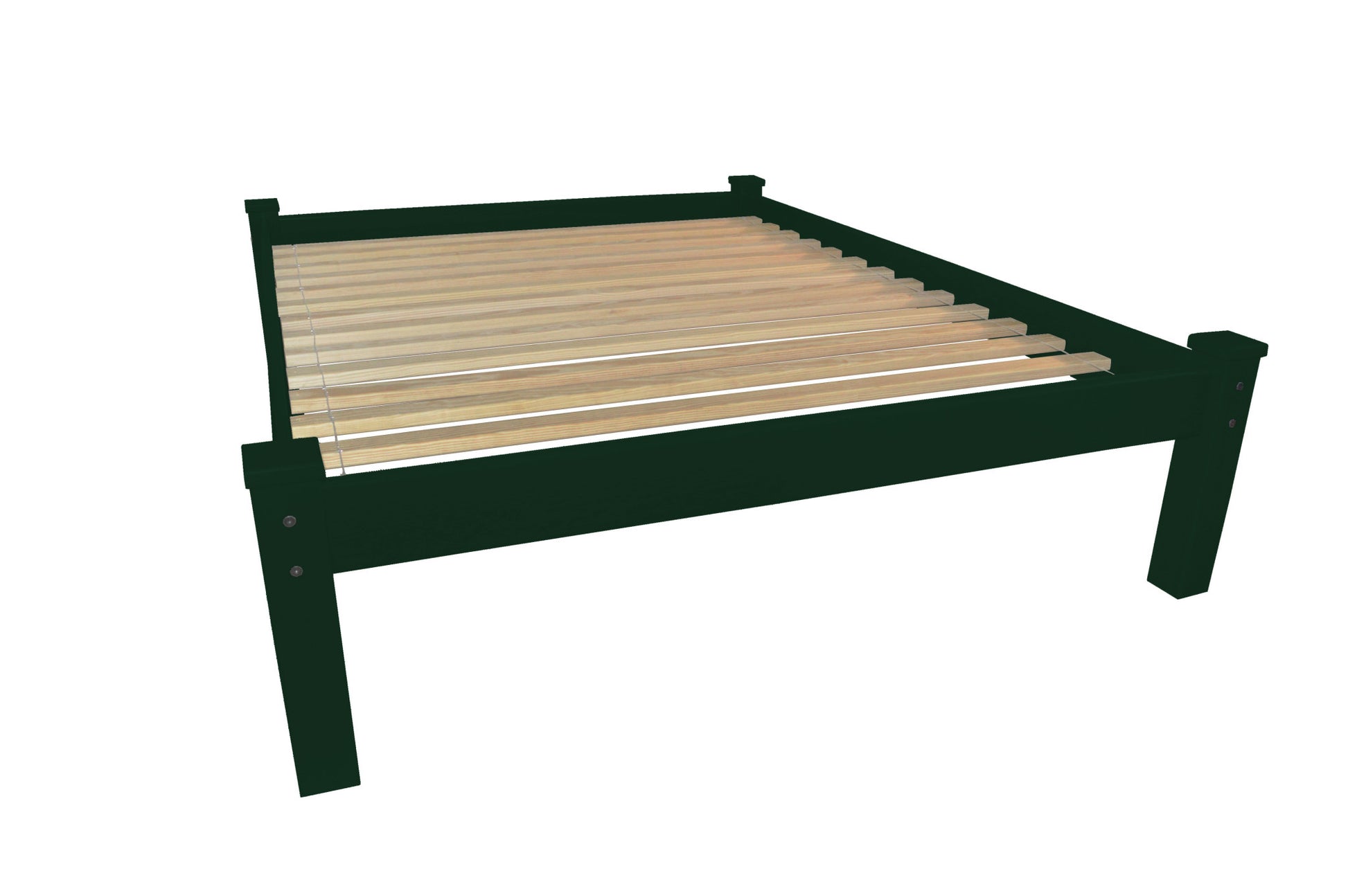 Dark Green Solid Wood Twin Bed Frame-2