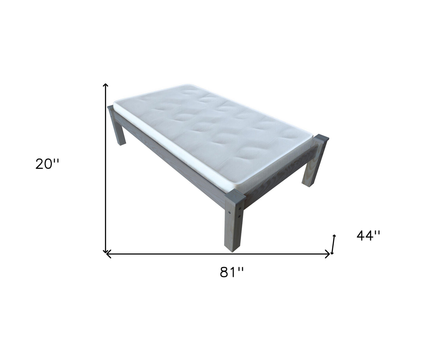 Gray Solid Wood Twin Bed Frame-4