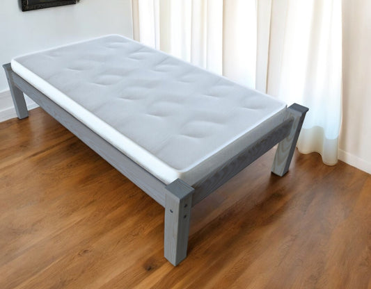 Gray Solid Wood Twin Bed Frame-0