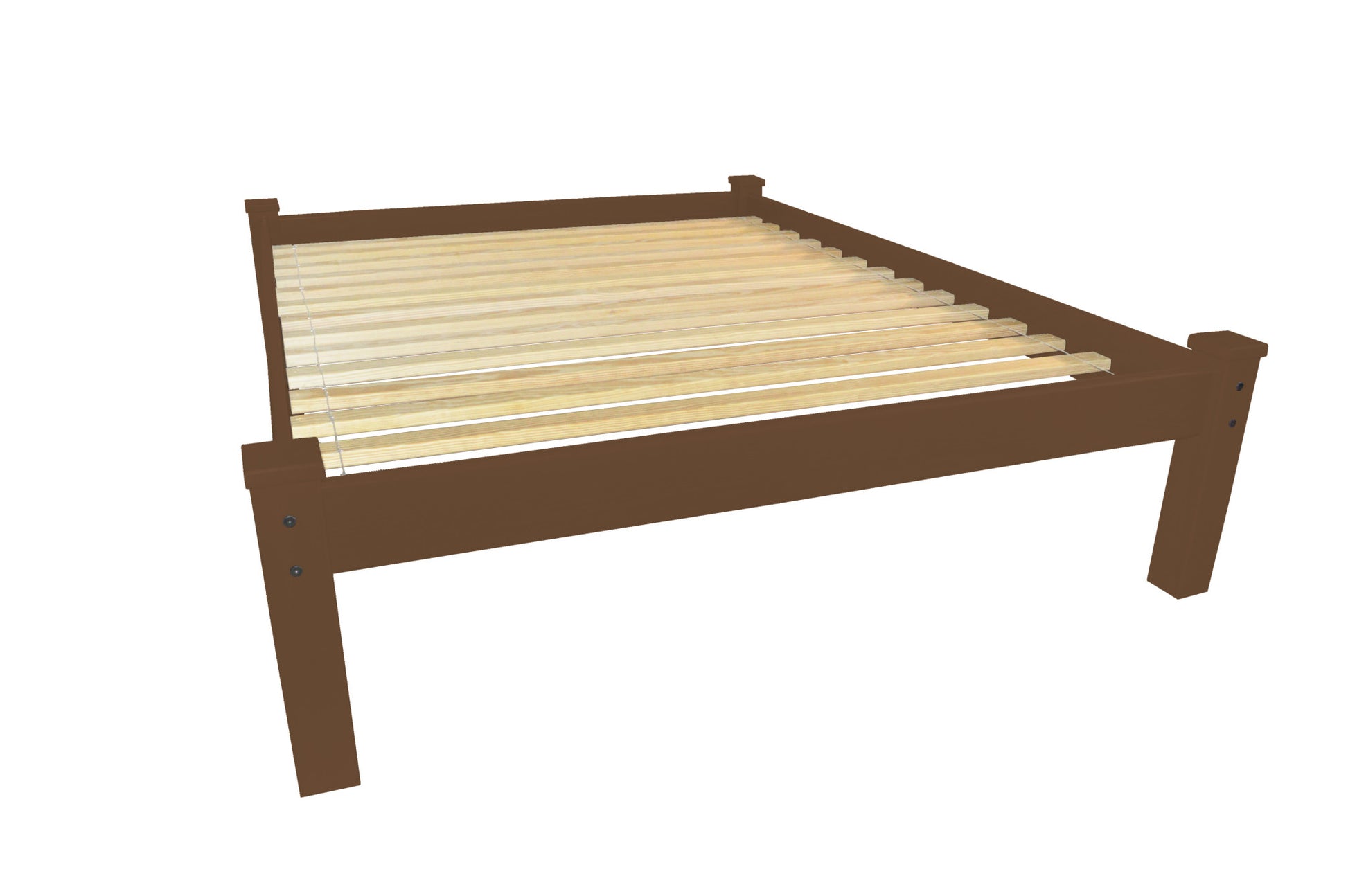 Brown Solid Wood Queen Bed Frame-2