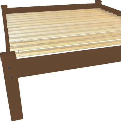 Brown Solid Wood Queen Bed Frame-4