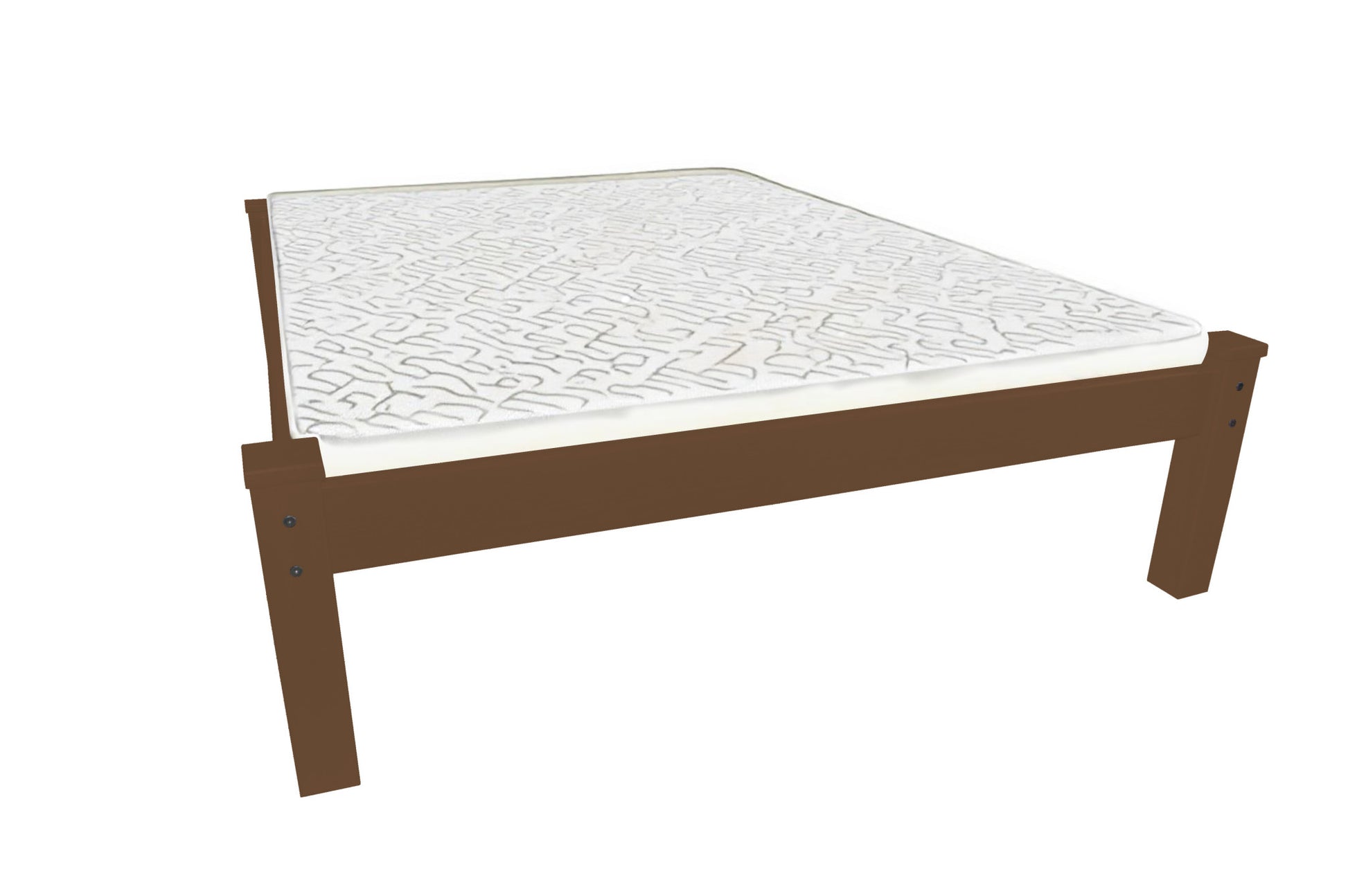 Brown Solid Wood Queen Bed Frame-1