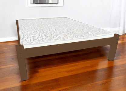 Brown Solid Wood Queen Bed Frame-0