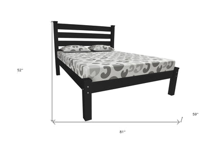 Black Solid Wood Full Bed Frame-6