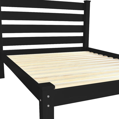 Black Solid Wood Full Bed Frame-4