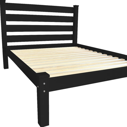 Black Solid Wood Full Bed Frame-5