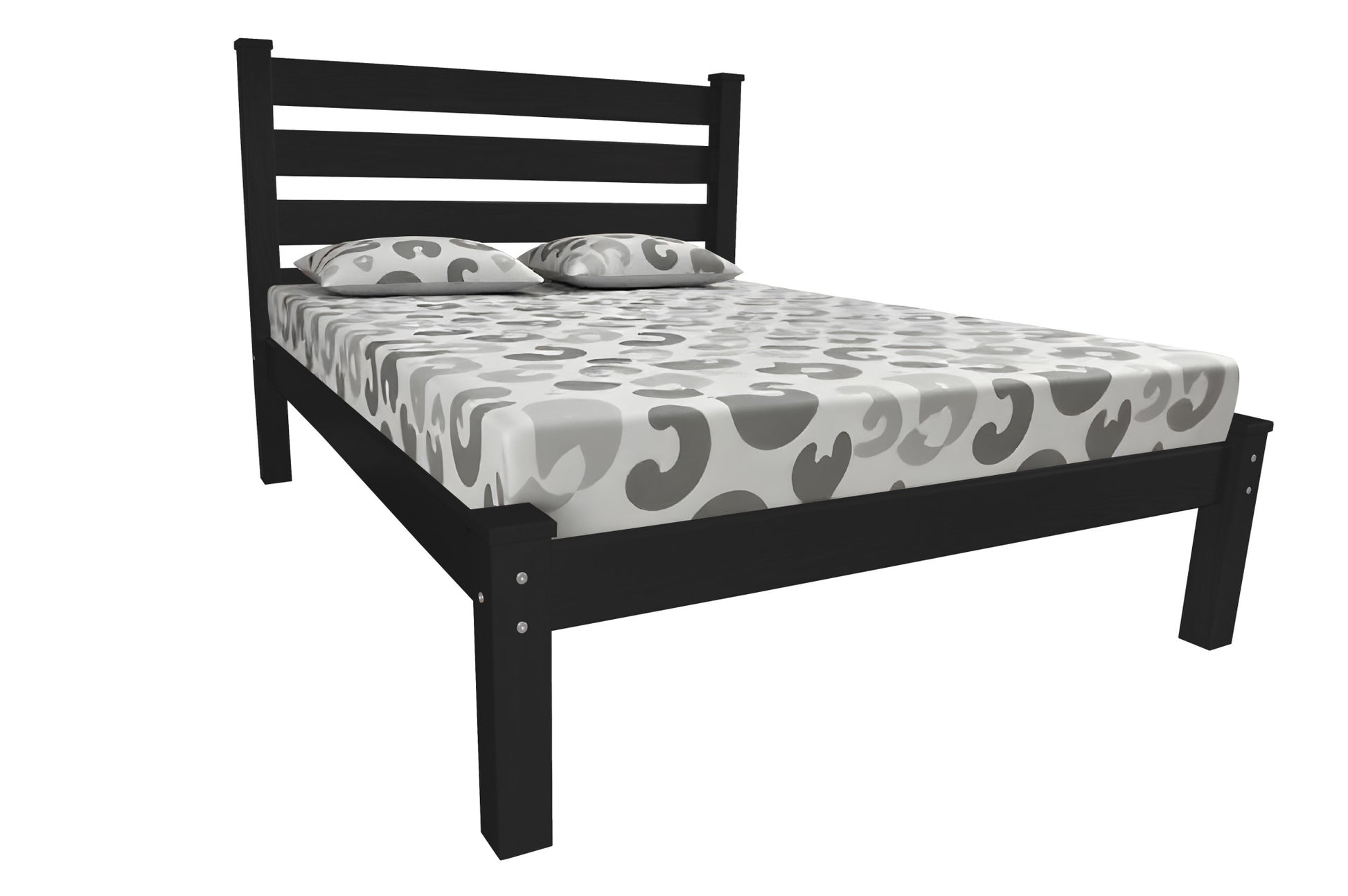 Black Solid Wood Full Bed Frame-1