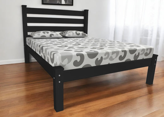 Black Solid Wood Full Bed Frame-0