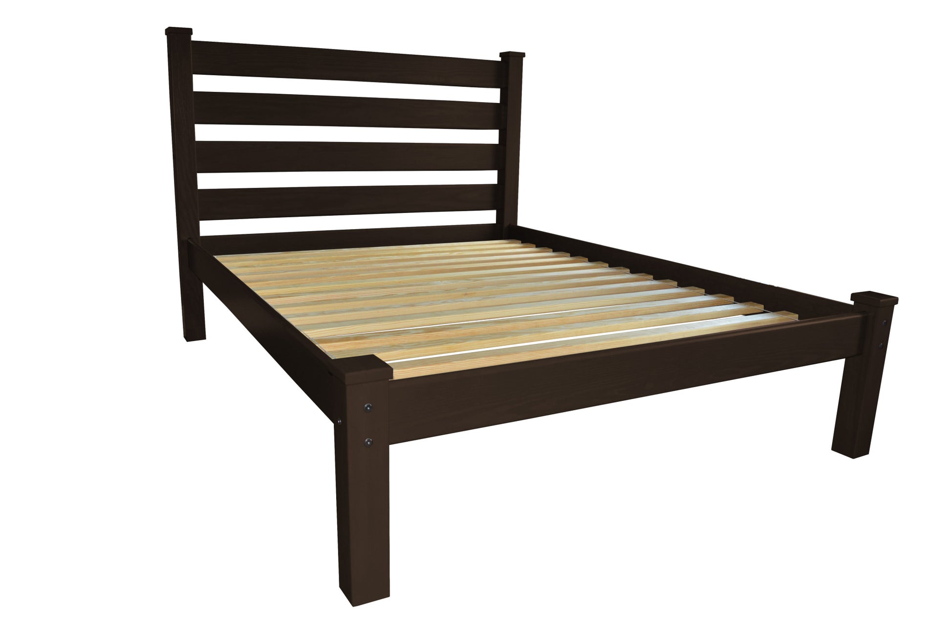 Brown Solid Wood Queen Bed Frame-2