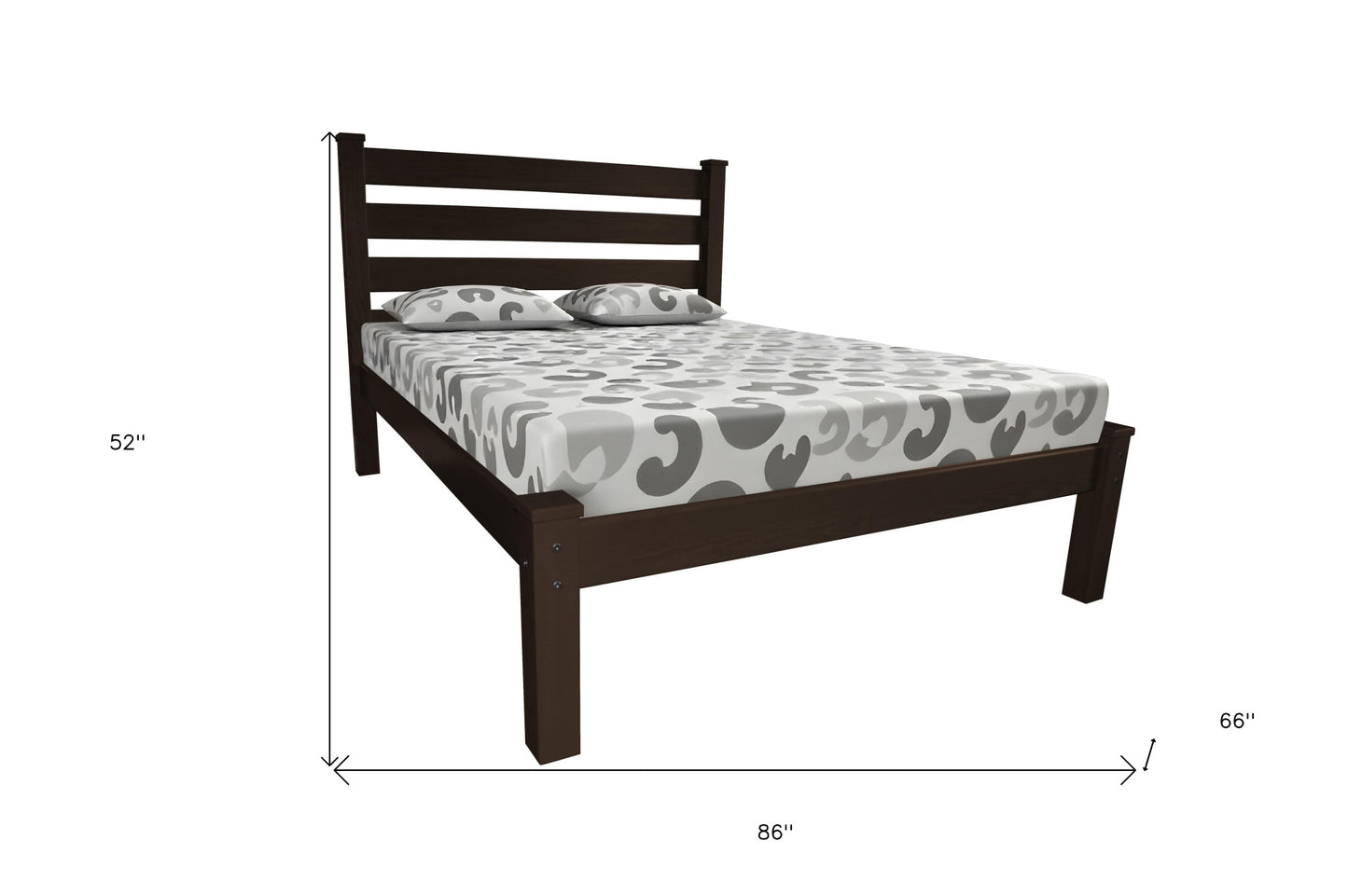 Brown Solid Wood Queen Bed Frame-6