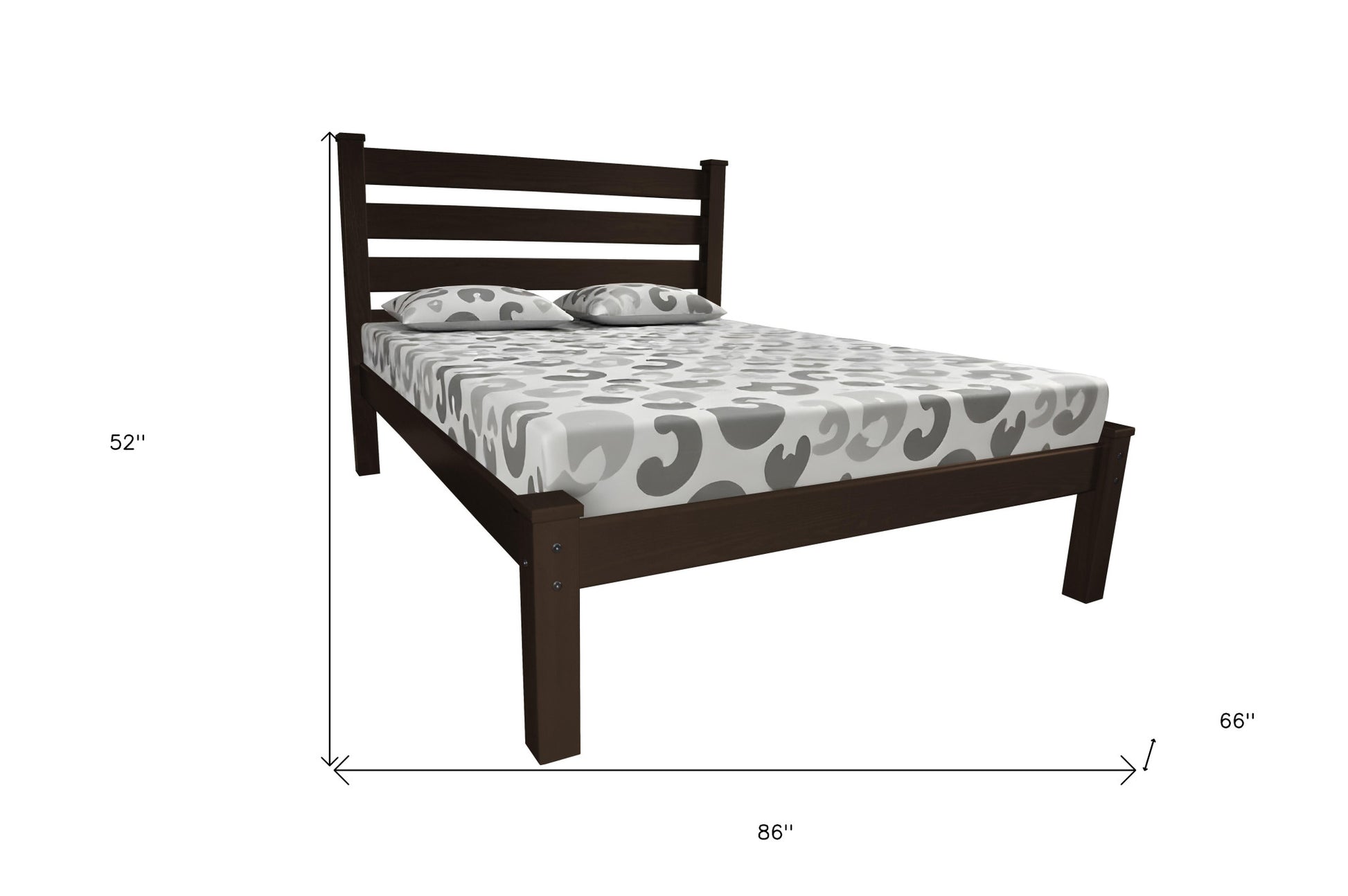 Brown Solid Wood Queen Bed Frame-6