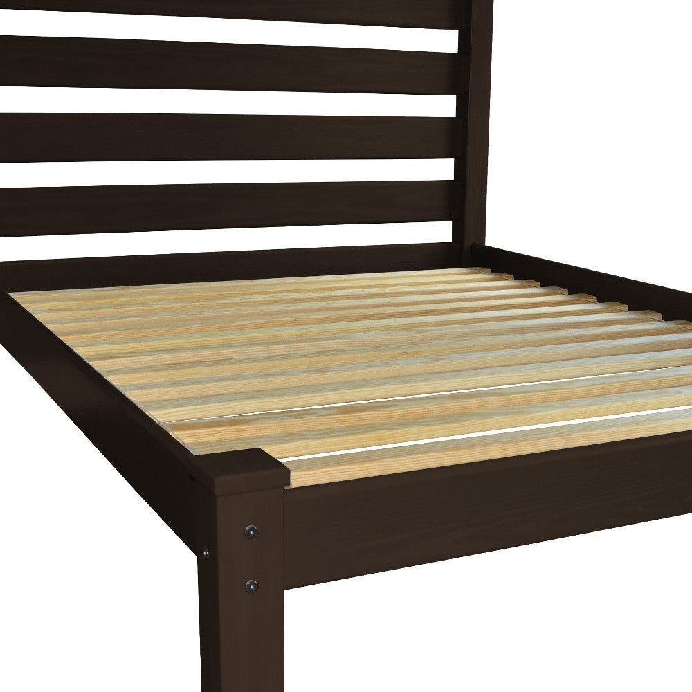 Brown Solid Wood Queen Bed Frame-4