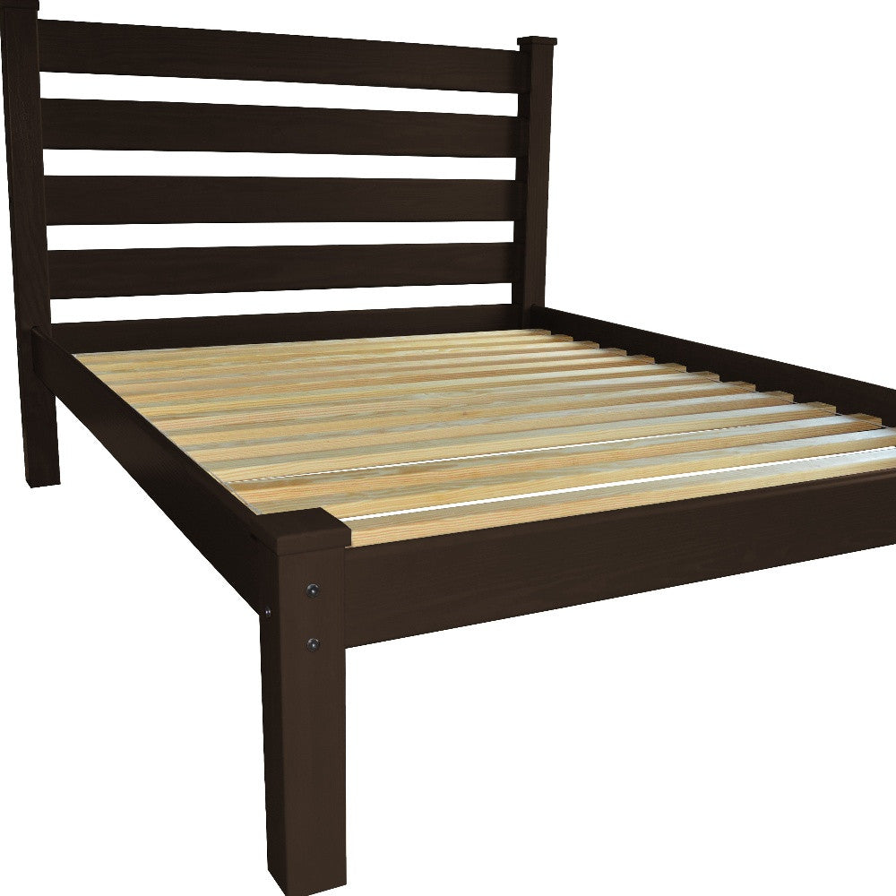 Brown Solid Wood Queen Bed Frame-5