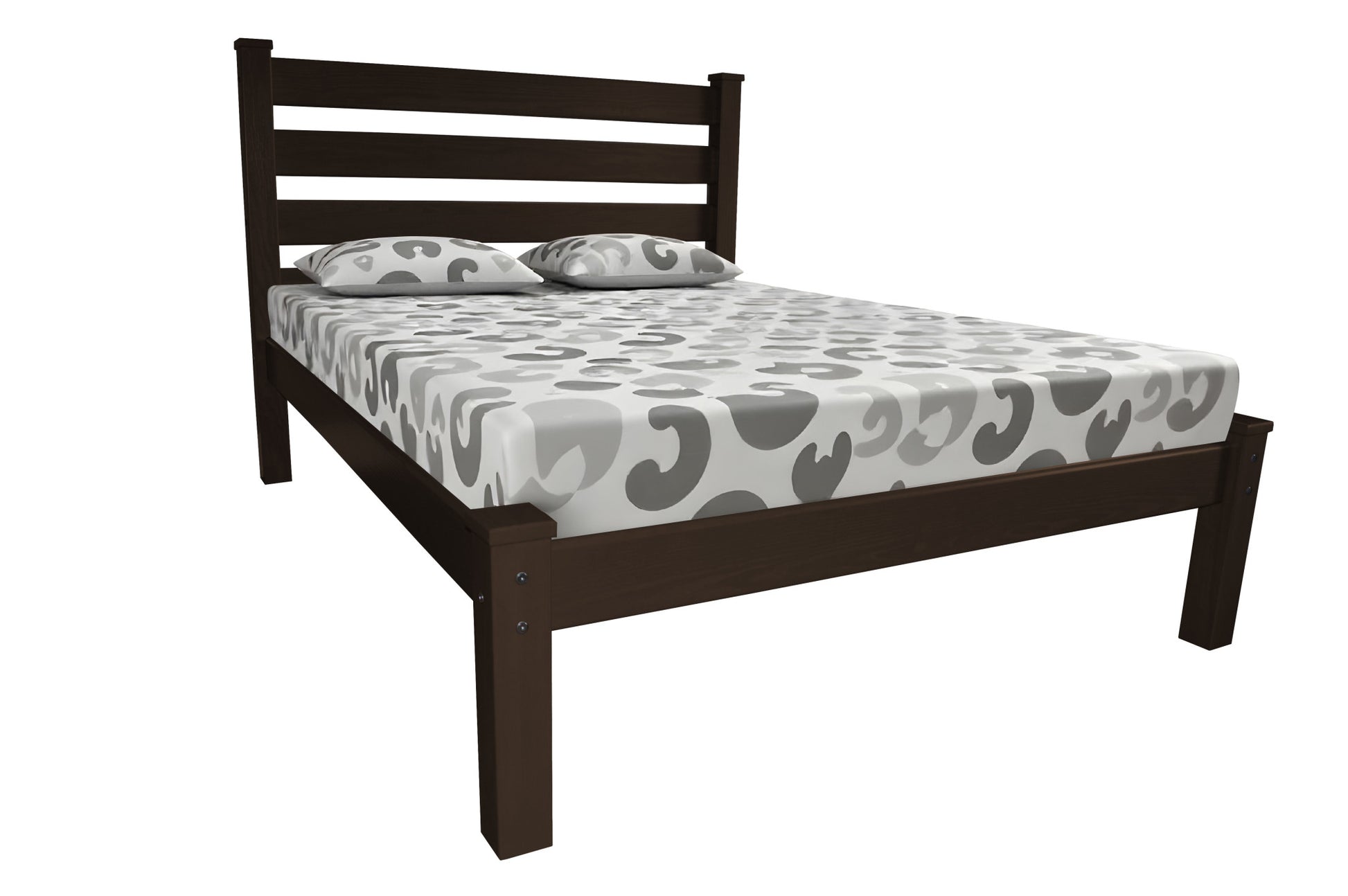 Brown Solid Wood Queen Bed Frame-0