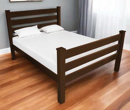 Brown Solid Wood Queen Bed Frame-0