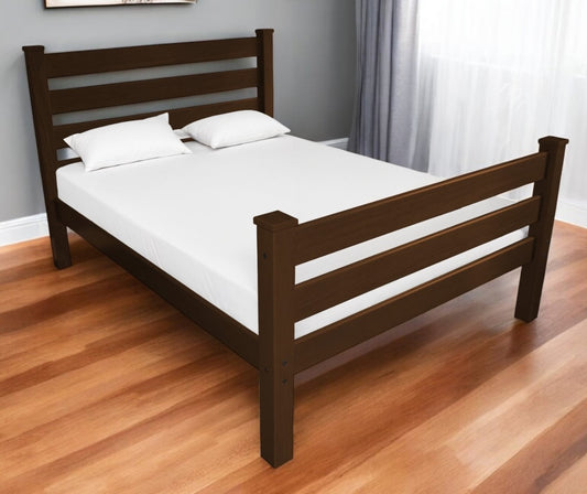 Brown Solid Wood Queen Bed Frame-0
