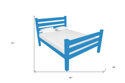 Caribbean Blue Solid Wood Queen Bed Frame-6