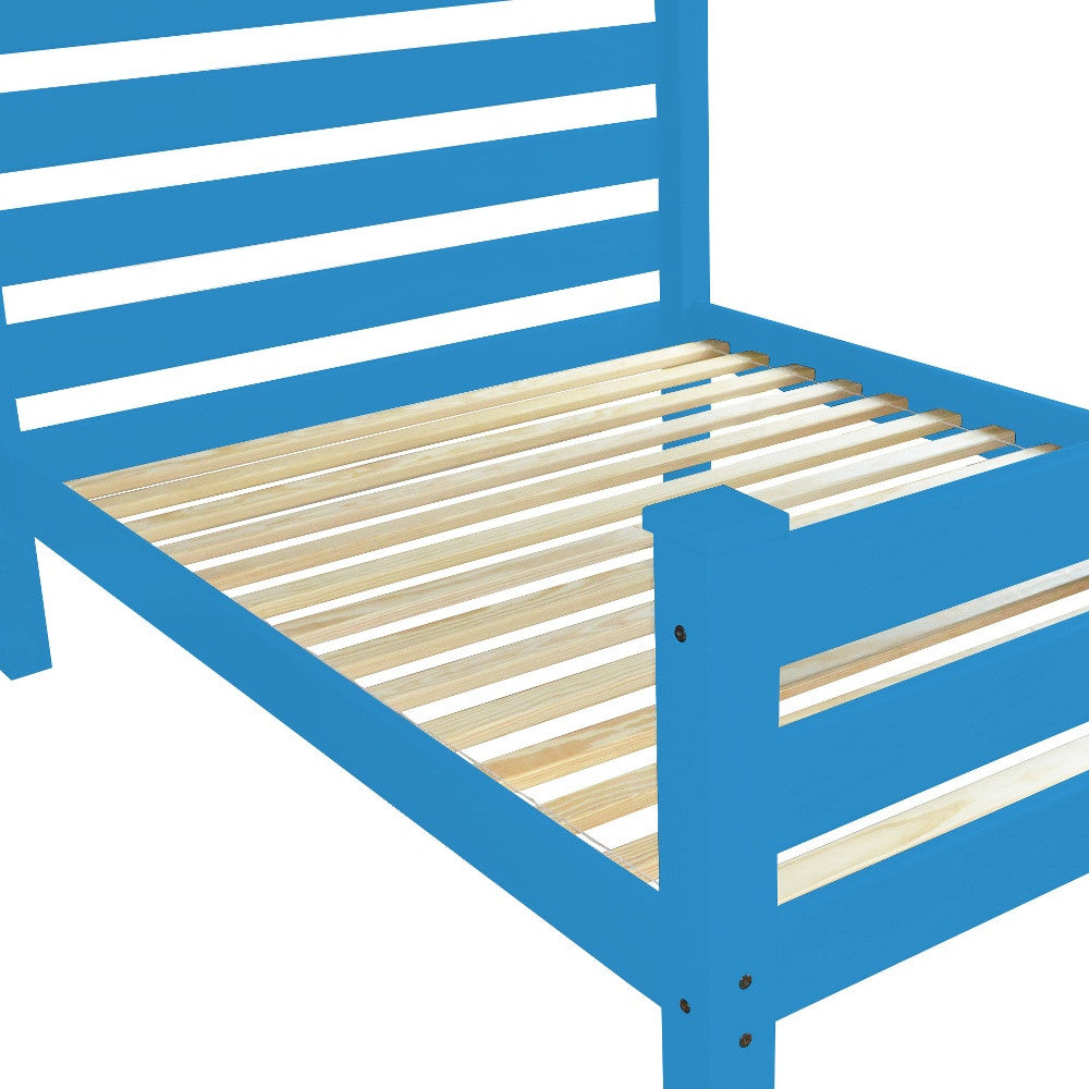 Caribbean Blue Solid Wood Queen Bed Frame-5