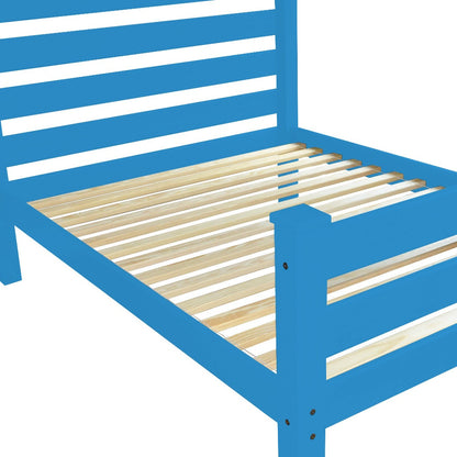 Caribbean Blue Solid Wood Queen Bed Frame-5