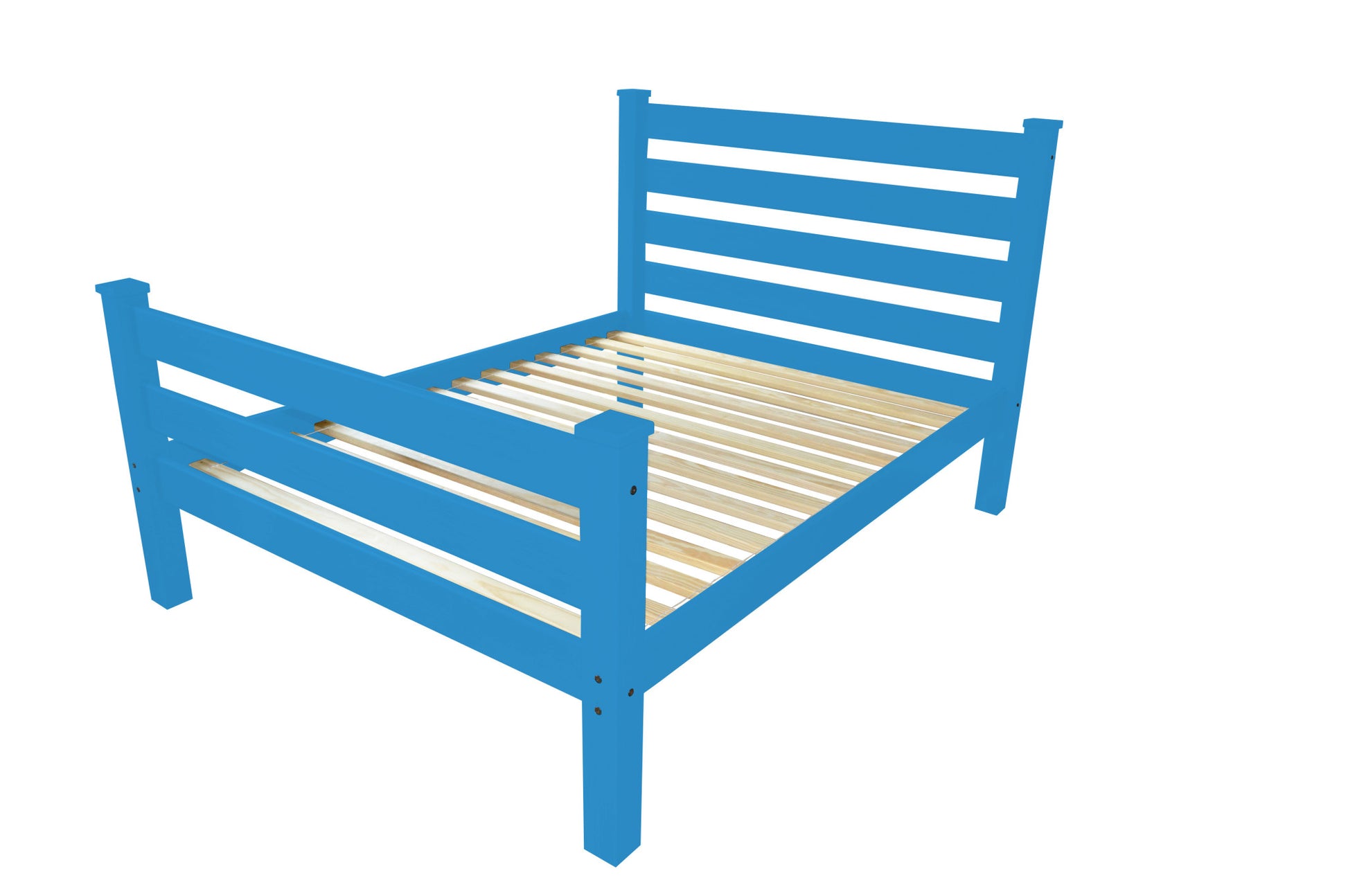 Caribbean Blue Solid Wood Queen Bed Frame-4
