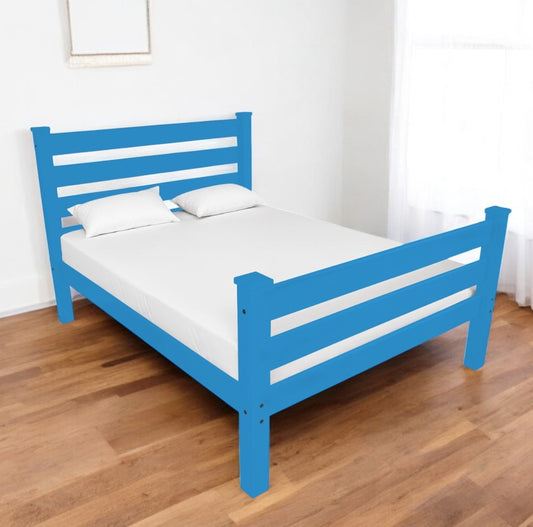 Caribbean Blue Solid Wood Queen Bed Frame-0