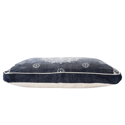 24" X 36" Stonewashed Blue Medallion Pillow Style Pet Bed With Removable Cover-1