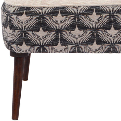 30" Cream Charcoal and Brown Geometric Tufted Wingback Chair-6