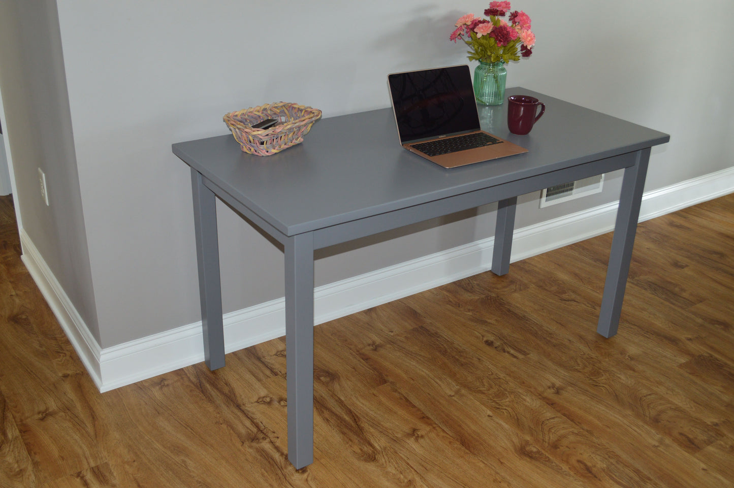 60" Gray Solid Wood Dining Table-7