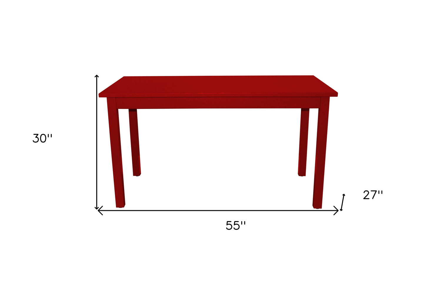 60" Fire Engine Red Solid Wood Dining Table-4