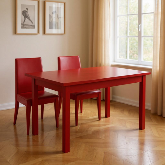 60" Fire Engine Red Solid Wood Dining Table-0