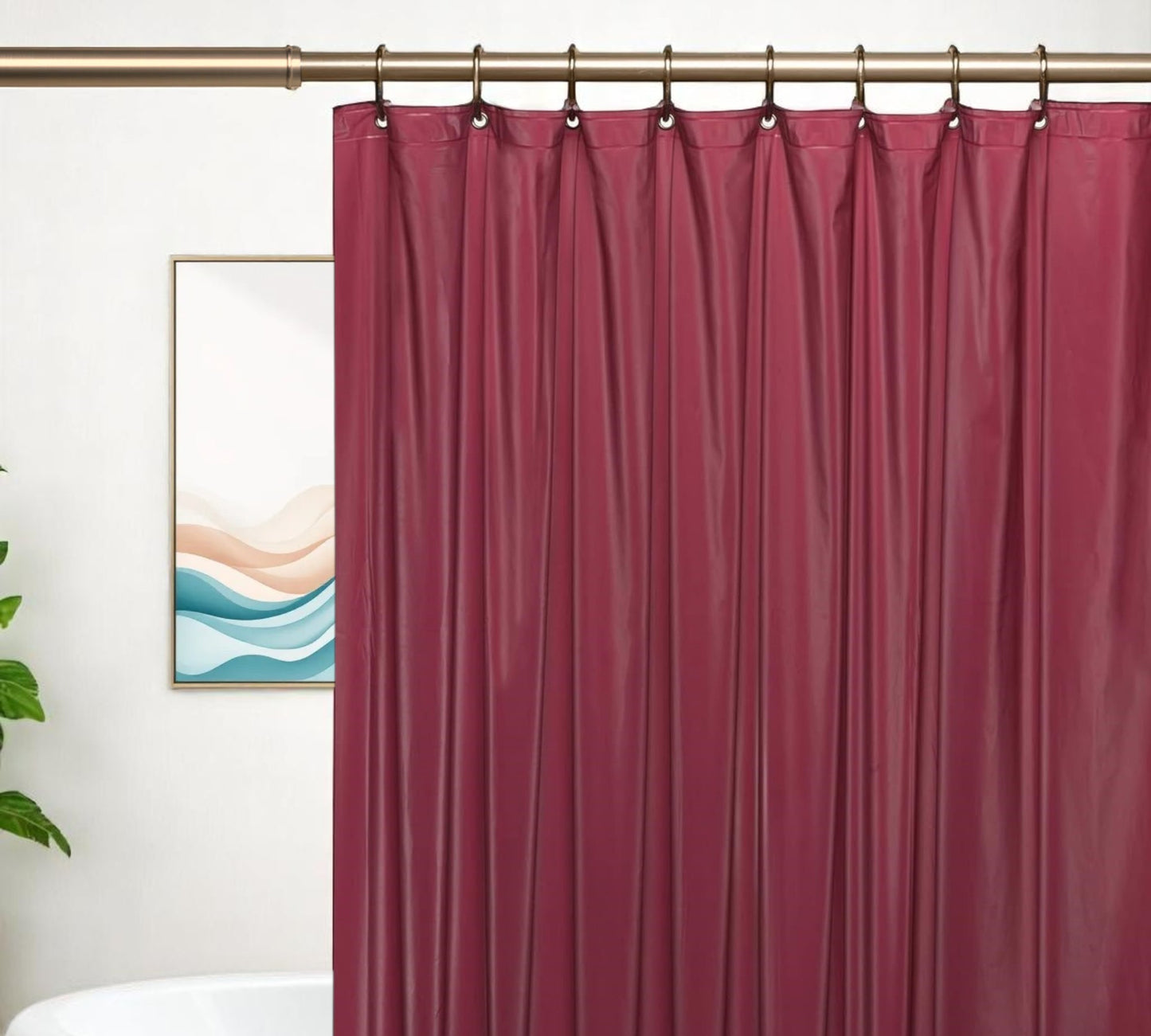 72" Burgundy Vinyl Shower Curtain Liner-1
