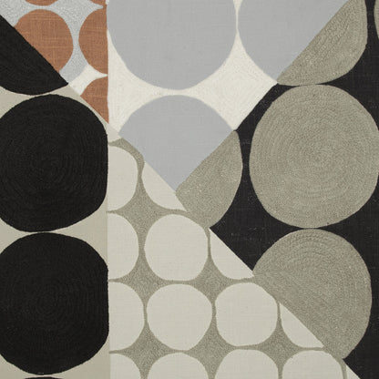 20" Beige and Black Geometric Cotton Throw Pillow With Embroidery-8