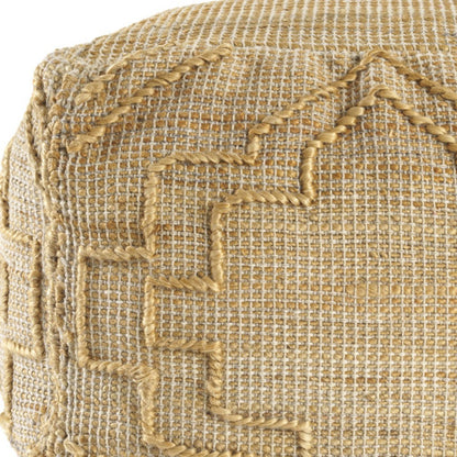 18" Natural Jute Blend Cube Quatrefoil Pouf Ottoman-5