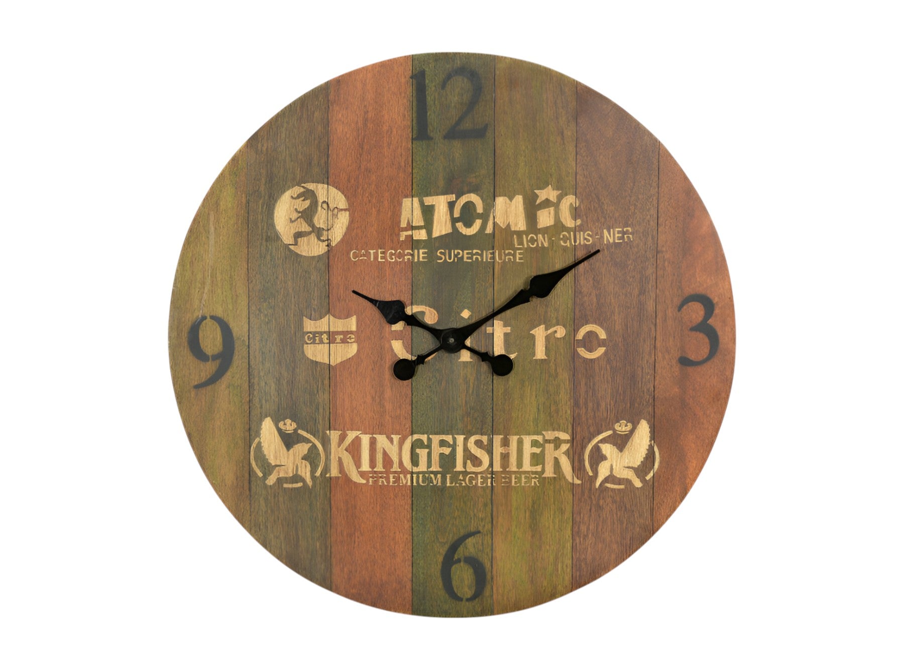 24" Brown Solid Wood Silent Analog Round Wall Clock-1