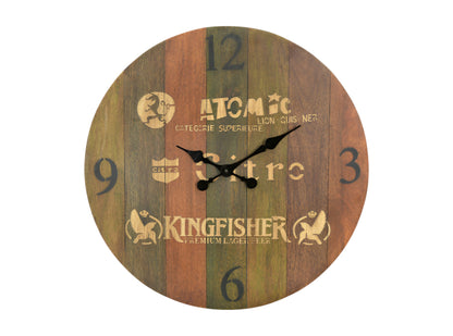 24" Brown Solid Wood Silent Analog Round Wall Clock-1