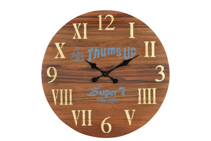 24" Brown Solid Wood Silent Analog Round Wall Clock-2