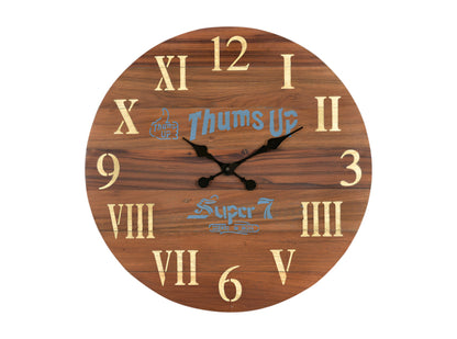 24" Brown Solid Wood Silent Analog Round Wall Clock-1