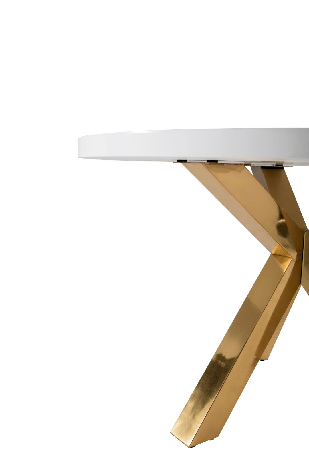 48" White and Gold Wood And Metal Cross Leg Base Round Top Dining Table-2