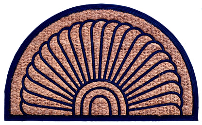 18" X 30" Brown and Black Rubber Geometric Outdoor Semi Circle Door Mat-1
