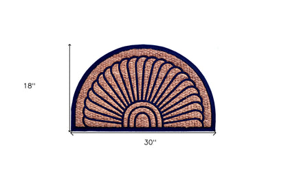 18" X 30" Brown and Black Rubber Geometric Outdoor Semi Circle Door Mat-4