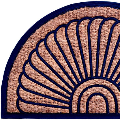18" X 30" Brown and Black Rubber Geometric Outdoor Semi Circle Door Mat-2