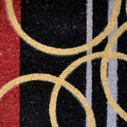 18" X 30" Black and Red Coir Striped Outdoor Door Mat-3