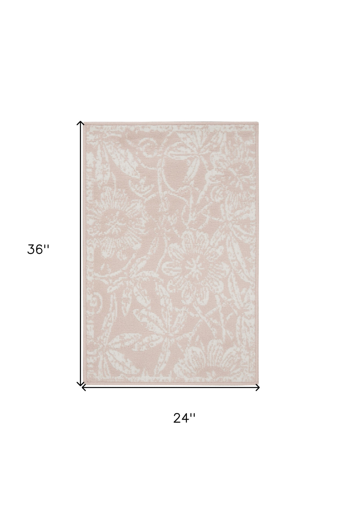 2' X 3' Pink and Ivory Floral Distressed Area Rug-8