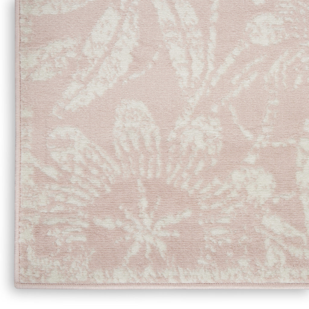 2' X 3' Pink and Ivory Floral Distressed Area Rug-5