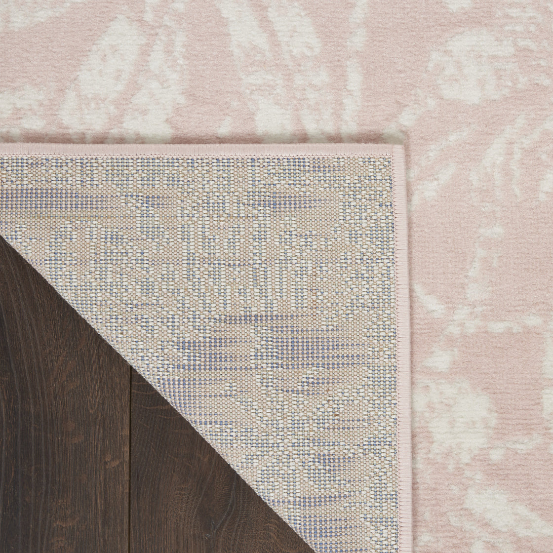 2' X 3' Pink and Ivory Floral Distressed Area Rug-6